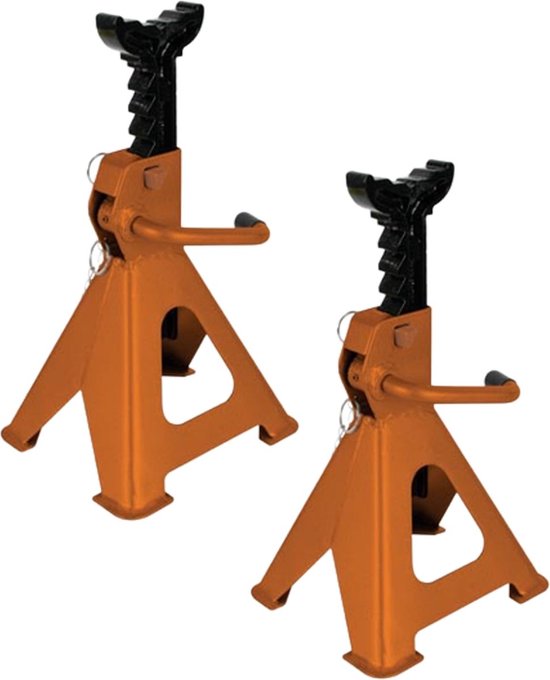 Perel Jeu de supports d'essieu réglables, 2 pièces, hauteur de levage max. 430 mm, chargeable jusqu'à 2 tonnes (chaque), acier, orange