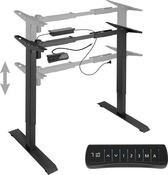 tectake® - bureau assis-debout électrique - châssis Piotr noir - réglable - fonction mémoire - 402999