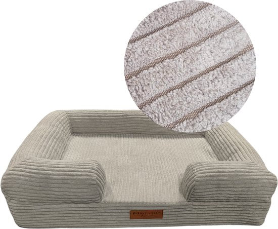 By Cee Cee Panier orthopédique pour chien - Coussin orthopédique pour chien - Lit pour chien - Tissu côtelé - Pour petits chiens - Mocha Taupe - 80x55