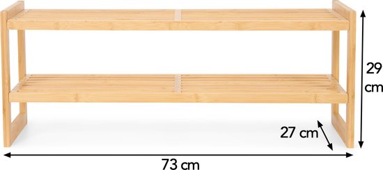 Brixy Shoe Rack - 2 Layers - Bamboo Shoe Rack - Shoe Cabinet - For 9 Pairs of Shoes - Wood