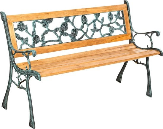 tectake® - Banc de jardin - bois/fonte - 124x52x74 cm - 401424
