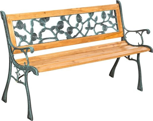 tectake® - Banc de jardin - bois/fonte - 124x52x74 cm - 401424