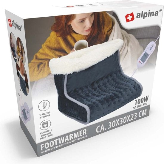 Chauffe-pieds électrique - Alpina - Lavable - 3 niveaux de chaleur - Gris foncé