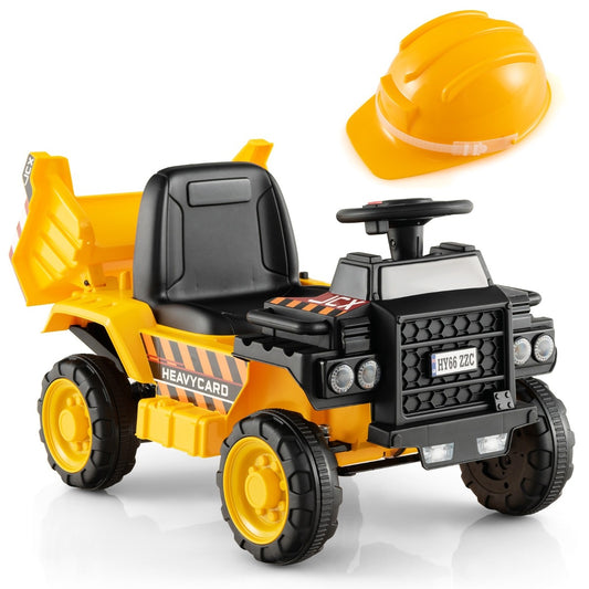 Coast 6V Kids Mulden benne avec casque de protection jusqu'à 2,5 km/h pour les enfants à partir de 18 mois jaune