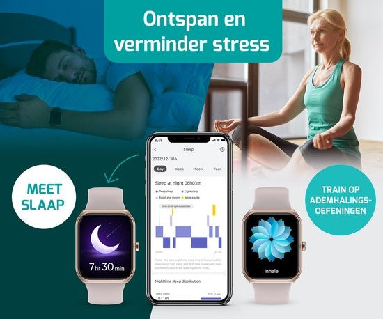 Montre connectée - FITAGE - Cardiofréquencemètre - Montre de sport - Rose