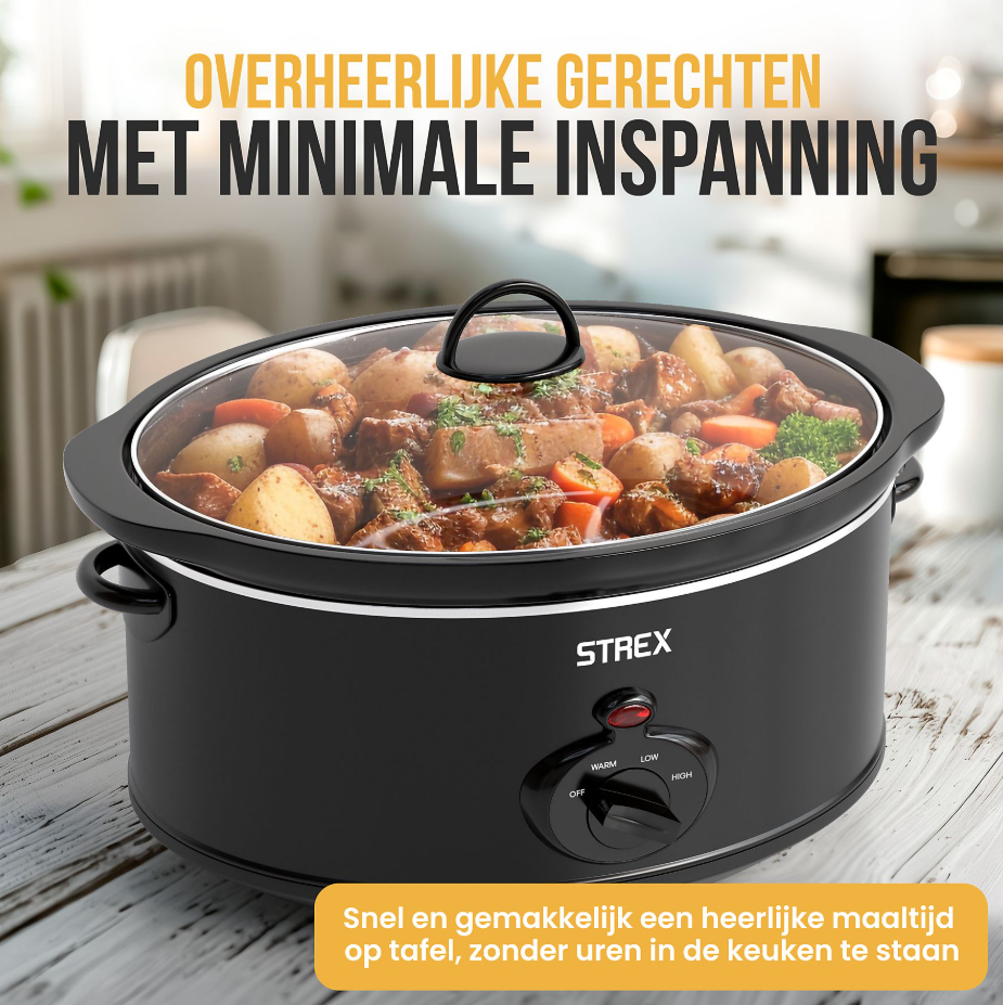 STREX SP307 Mijoteuse 3.5 L - Plaque intérieure amovible en céramique - 200 W - Noir - 26 x 22 cm