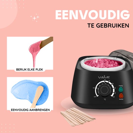 VAIVE Professional Wax Device - Wax Beans Heater - Hair removal kit - Heater - Includes Hard Wax Beans and Spatulas