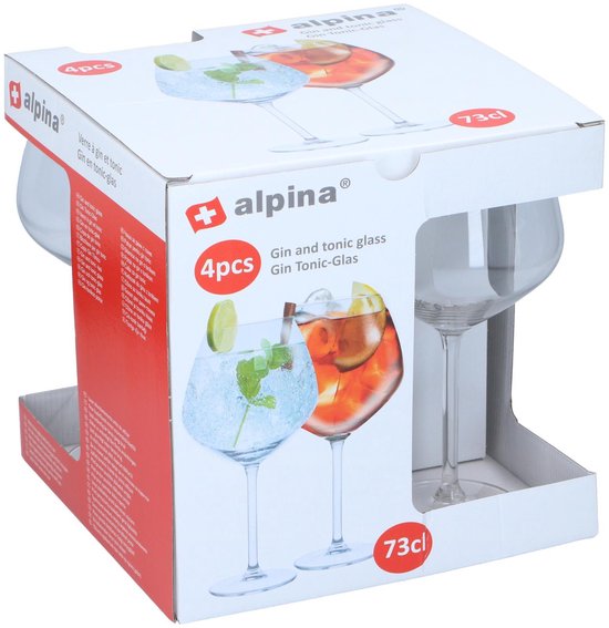 Verres à cocktail Alpina, lot de 4 - Verres pour gin tonic, Aperol Spritz et cocktails - Verre à gin tonic 73 cl - Set à cocktails - Verre