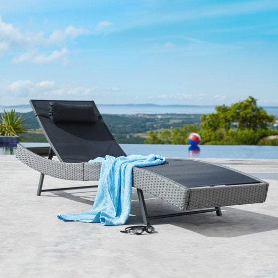 Chaise longue en osier Moana noir