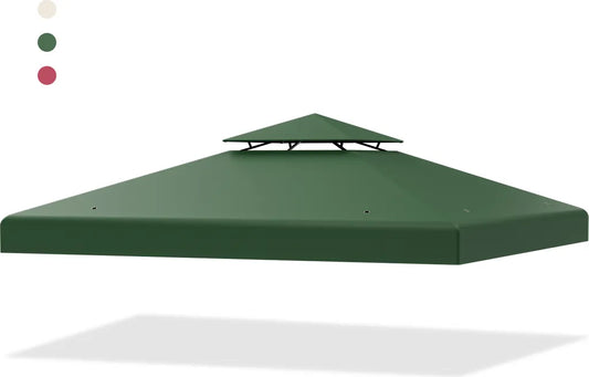 Coast Double Toit de Remplacement pour Pavillon - 3 x 3 m avec trous de drainage et velcro - Vert Foncé
