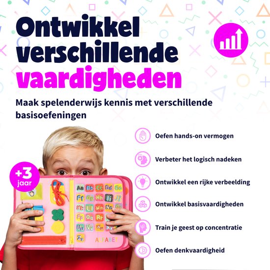 MontiPlay® Jouets Montessori - Jouets sensoriels - Tableau d'activités - Cahier d'activités Montessori - Jouets éducatifs - Jouets de voyage - Tableau d'activités - Jouets de motricité sensorielle - Jouets pour la voiture