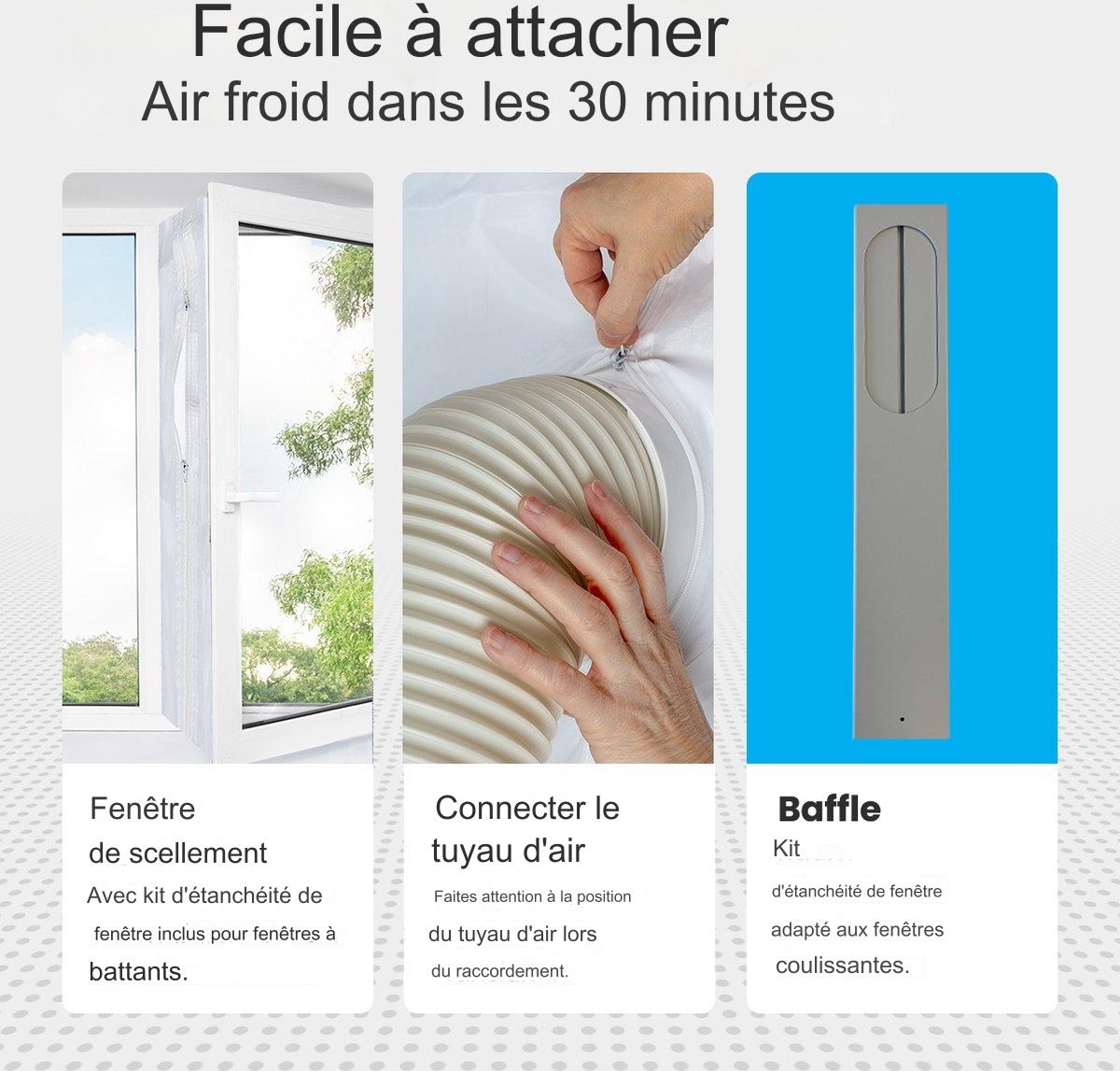 Climatiseur mobile - Auronic - 4 modes - Avec télécommande et kit de calfeutrage de fenêtre - Convient pour une superficie de 15-35 m2 - 10 000 BTU - Blanc