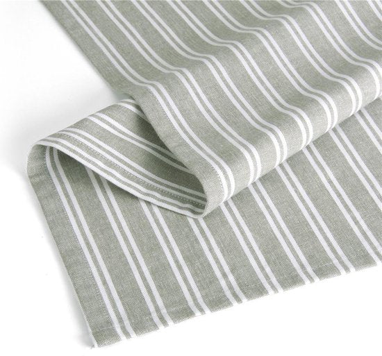 Walra Torchon sec à rayures - 50x70 - 100% coton - Vert Armée