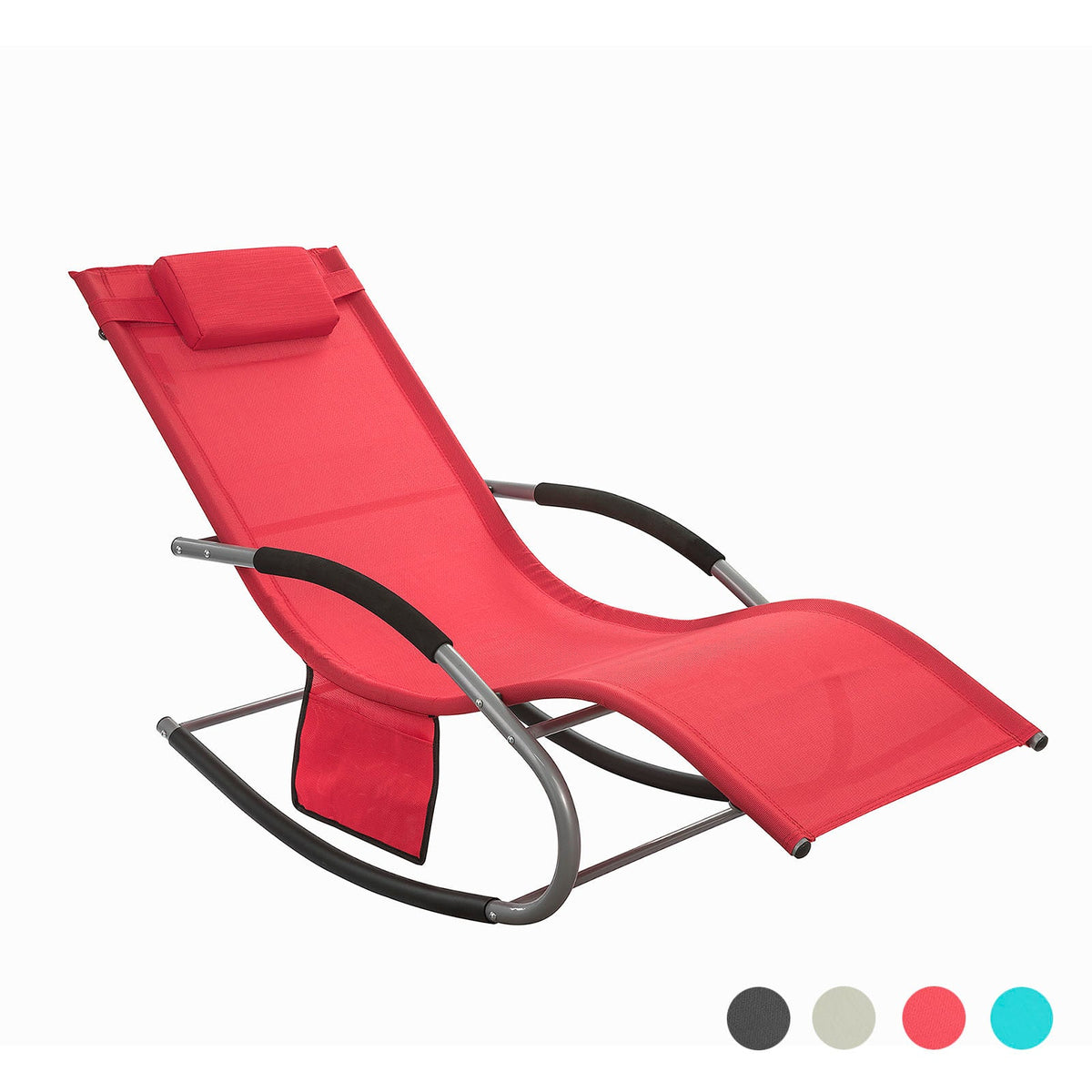 SoBuy Chaise Balançoire Confortable - Rouge - Structure Métallique