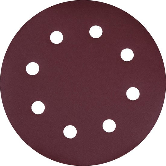VONROC Jeu de papier de verre - 180MM - 25 pièces - Pour ponceuses - Fixation Velcro incluse