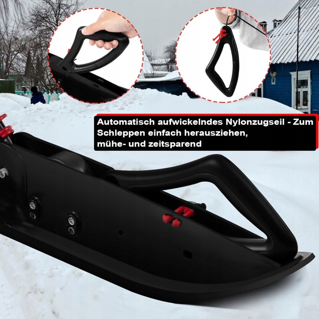 Laneetal Luge pour enfants Noir/Rouge - 121 x 43 x 50 cm - Avec guidon et frein à pied - Jusqu'à 90 kg