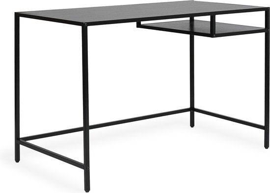Lifa Living - Bureau industriel - Noir - Métal - MDF - avec base - Design épuré - 114 x 60 x 76 cm