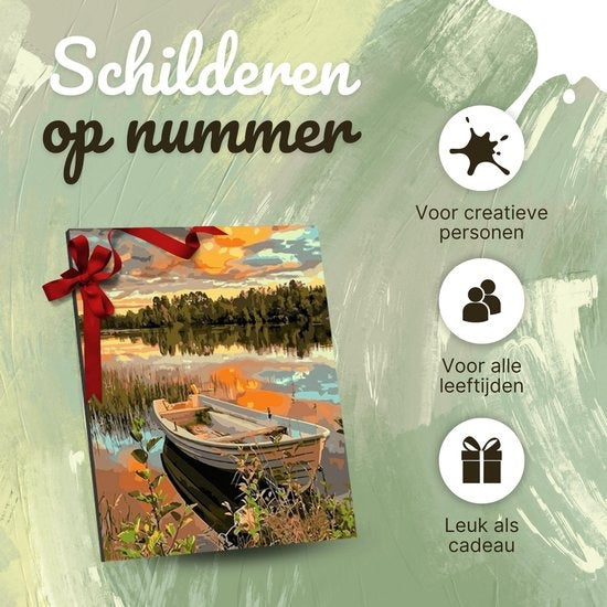 Rubye® Painting On Number Adultes - Bateau - Avec cadre et chevalet - 40x50cm