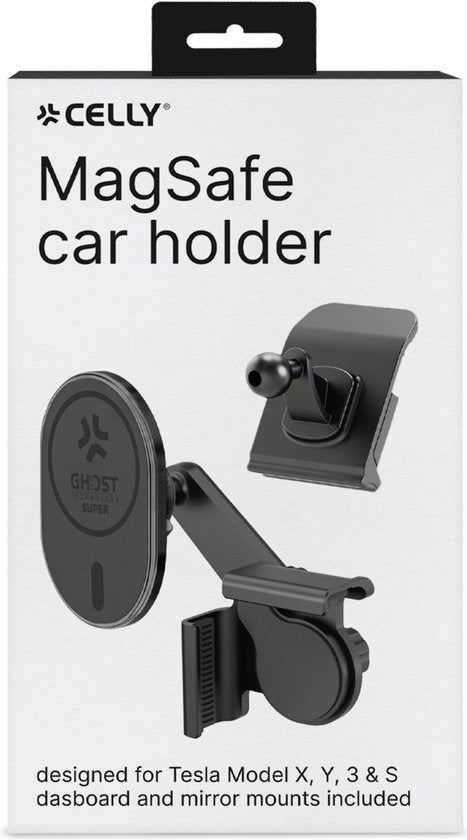 Support de téléphone Celly MagSafe - Pour les modèles Tesla X, Y, 3 et S - Fixation sur la grille d'aération ou l'écran - Rotation à 360°