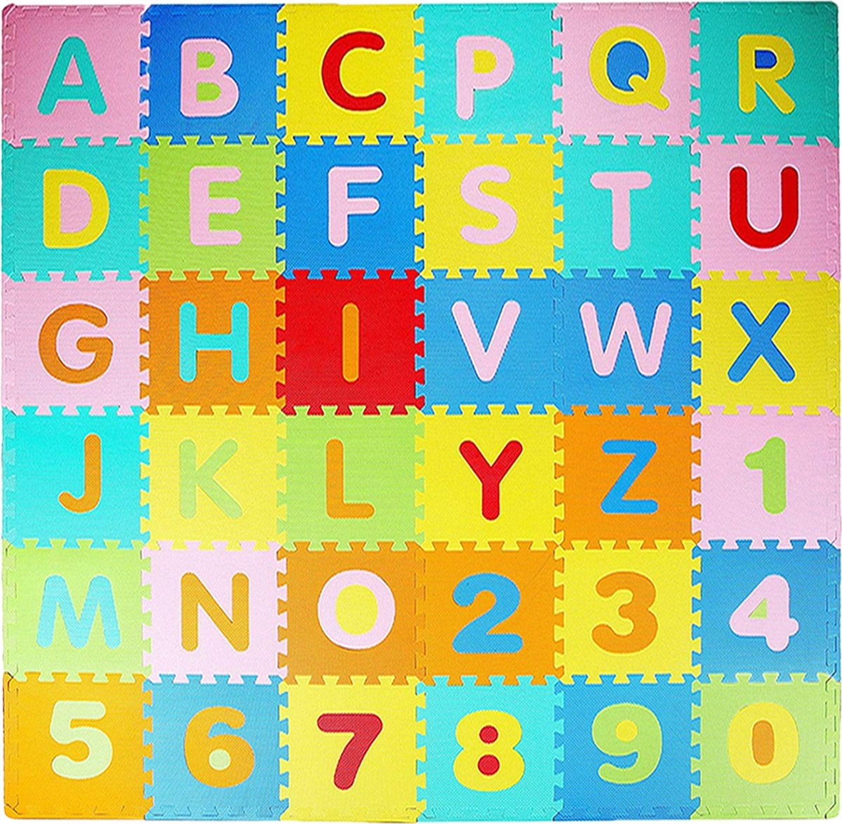 LifeGoods Tapis de jeu XL - Multicolore - Puzzle de 36 pièces - 180x180 cm