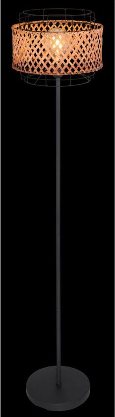 Lampadaire GINA Metal 151.0cm Matt Black | Bamboo E27 1-Light