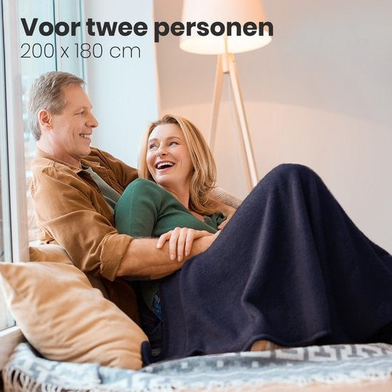 Couverture chauffante électrique - Auronic - 2 personnes - 3 niveaux - Avec minuterie - 200 x 180 cm - Bleu