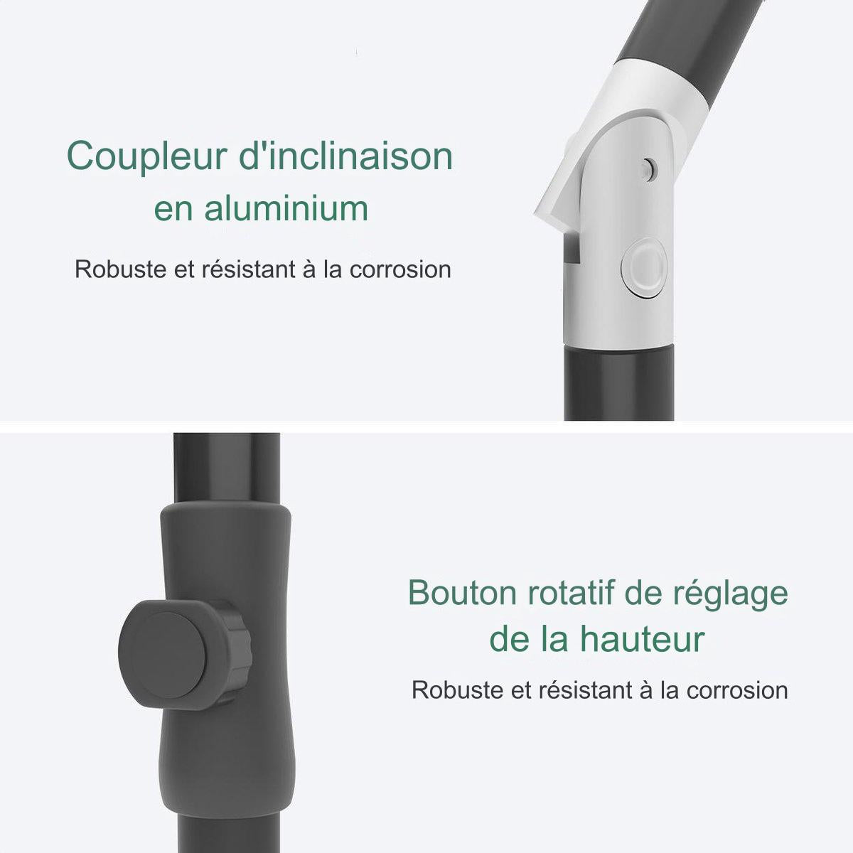 Parasol - LifeGoods - 30° inclinable - Imperméable - Avec housse - 200x125cm - Gris foncé