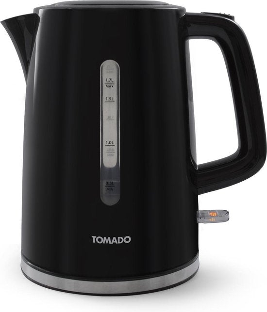 Tomado TWK1701B - Bouilloire en plastique - Noir - Capacité de 1,7 litre - 2200 watts - Indicateur de niveau d'eau