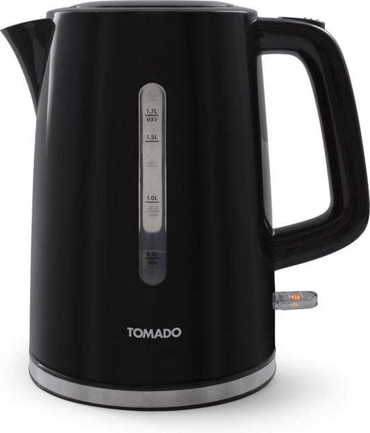Tomado TWK1701B - Bouilloire en plastique - Noir - Capacité de 1,7 litre - 2200 watts - Indicateur de niveau d'eau