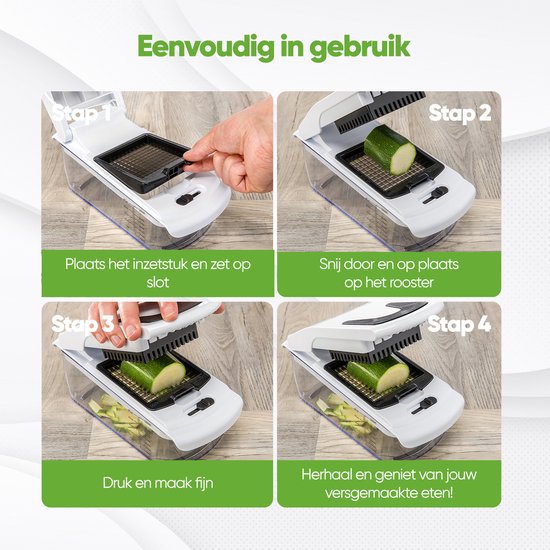Mandoline Stosh - Coupe-légumes - Coupe-oignons - Coupe-spirale - 7 pièces - Blanc - Sans BPA
