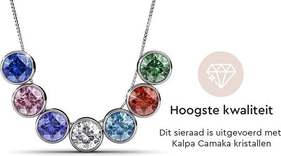 Yolora Collier pour femmes avec pendentif - 7 cristaux Kalpa Camaka colorés - Lot de 7 - Couleur argentée
