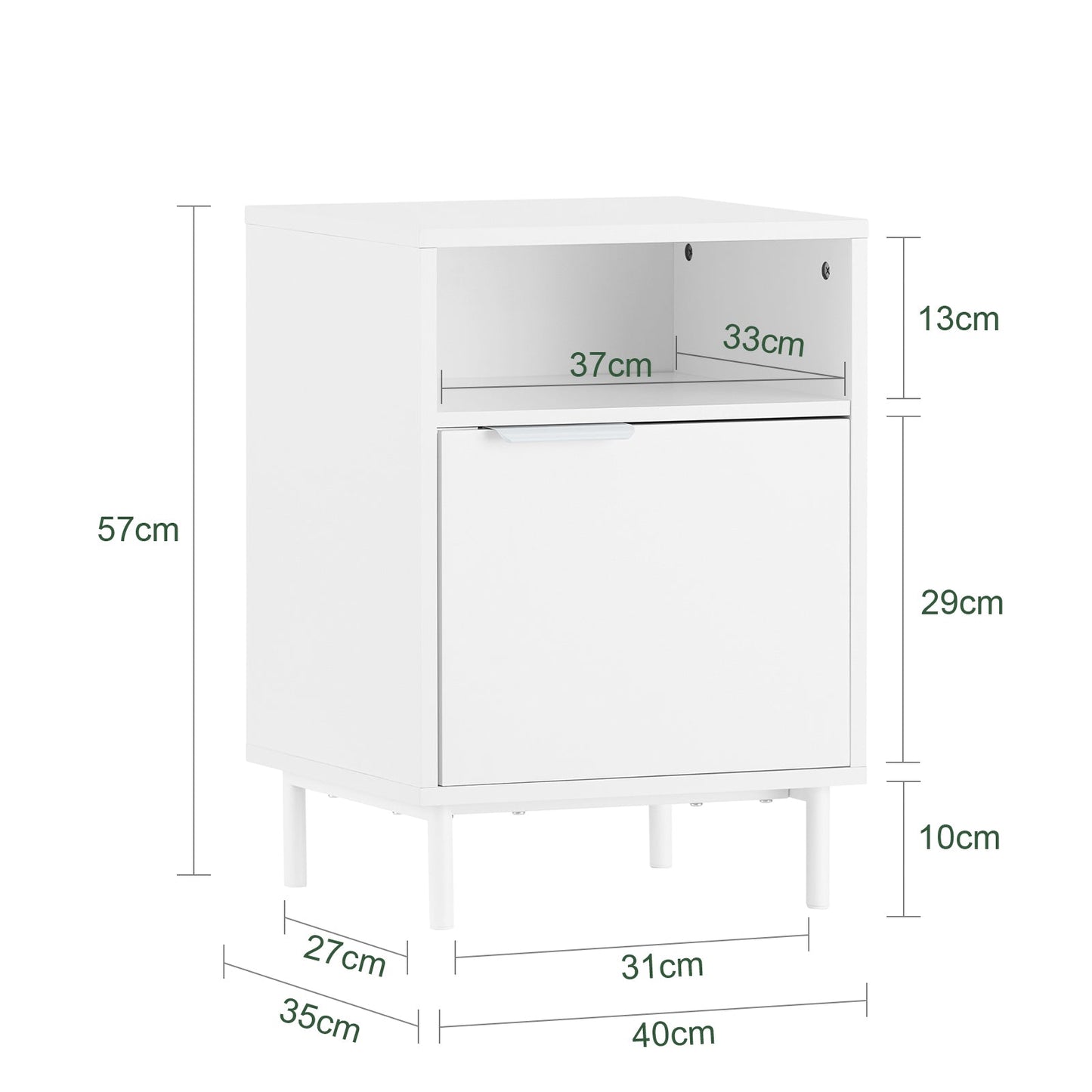 SoBuy Sideboard FBT124-W - Avec porte et compartiment ouvert - 40 x 35 x 57 cm - Blanc