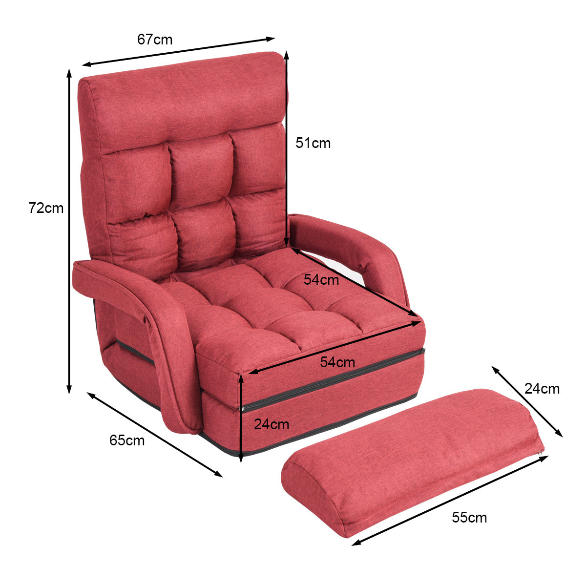 Coast Canapé-lit Canapé pliant paresseux Fauteuil de nuit pour la maison et le bureau Rouge