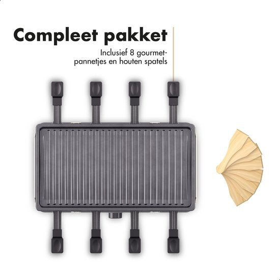 Studio Linea SLGRILL30BK Set Gourmet - 8 personnes - 1400 W - Poêles et plaque Gourmet avec revêtement antiadhésif - Raclette