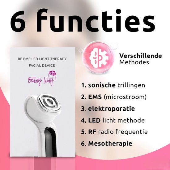 TheBeautyWay Skin Rejuvenator - 7 étapes - Sans fil - Appareil de lifting - Appareils de lifting pour femmes - Appareil de lifting - Soins de la peau - Rechargeable par USB - Nettoyant pour le visage - Réduit l'acné, les lignes, les rides et la fatigue