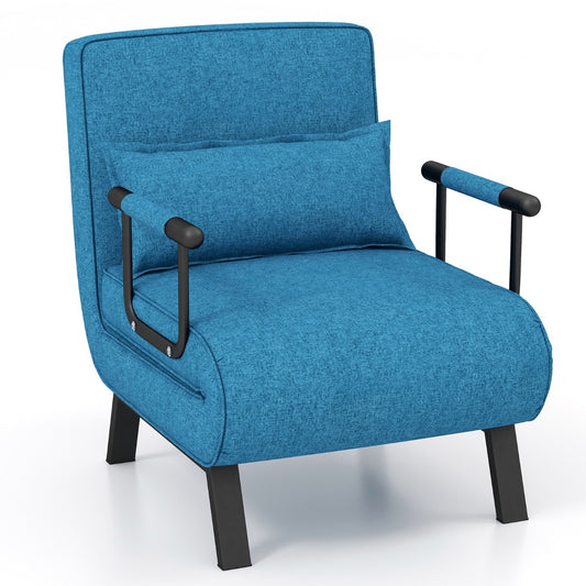 Coast Chaise longue Canapé - 4 en 1, 5 positions réglables, Max. 150 kg - L 184 cm - Lin/métal - Bleu