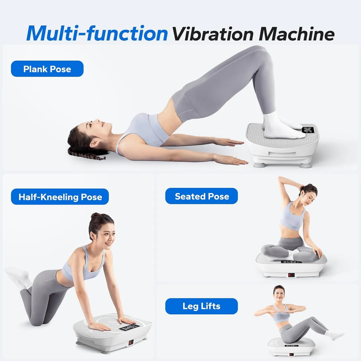 Plaque vibrante Merach Whole Body Workout – 10 vitesses – Gris – Silicone et métal