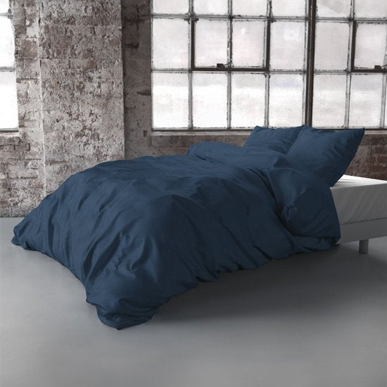 Zensation Satin Point - Housse de couette - Lit simple - 140 x 200/220 + 1 taie d'oreiller 60 x 70 - Bleu