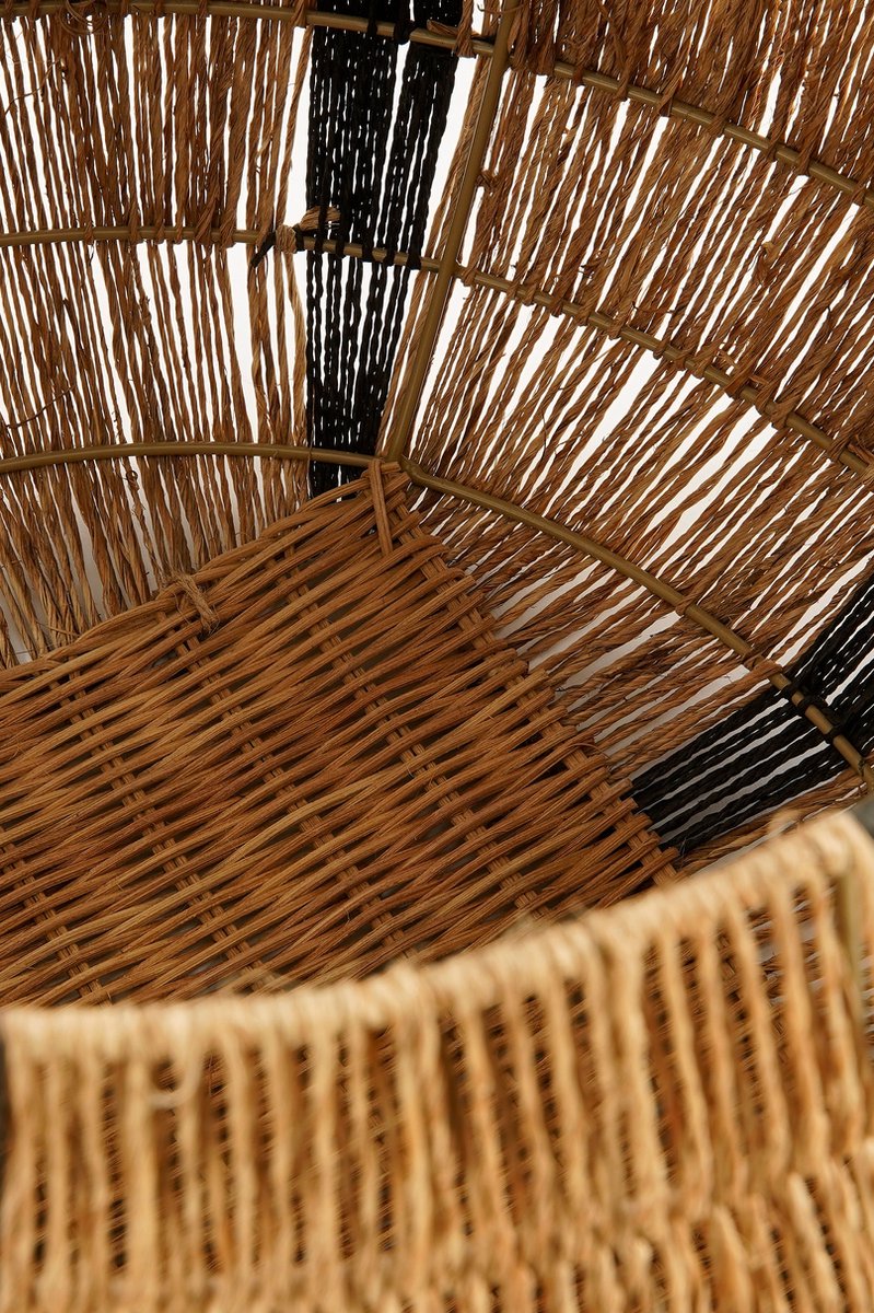Mica Decorations Liliano Panier de rangement avec couvercle - Jute - Light Brown/Black - H33 x Ø36 cm - Ouverture Ø20,5 cm