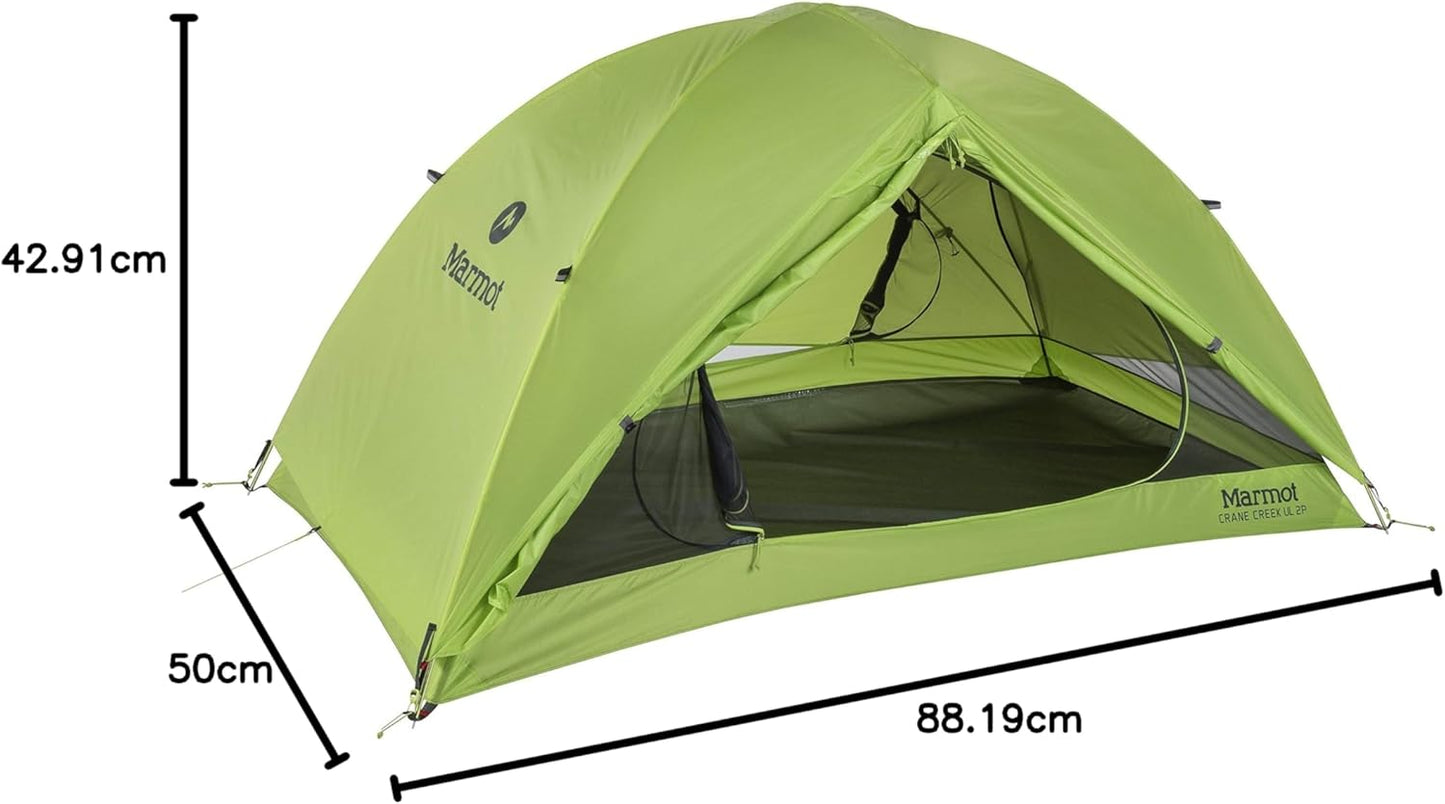 Tente dôme Marmot Crane Creek 2 places - Macaw Green/Crocodile - 210 x 140 x 110 cm