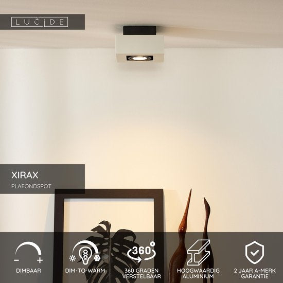 Lucide XIRAX - Spot de plafond (lampe de plafond) - LED « Dim to warm » - GU10 - 1x5 W 2200 K/3000 K - Blanc