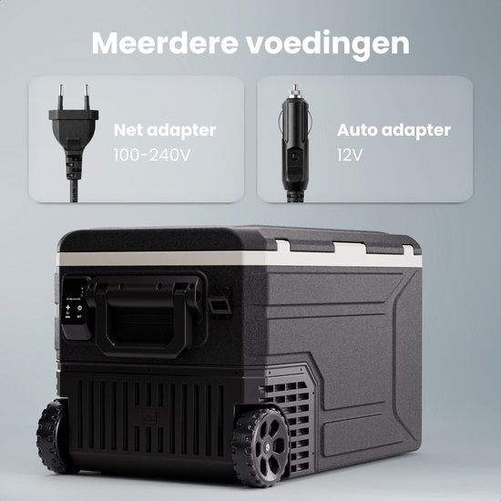 Glacière électrique Auronic - Compresseur - 64 L - 12 V et 240 volts - Réfrigérateur de camping - Glacière de voiture - Avec roulettes et poignée - Noir