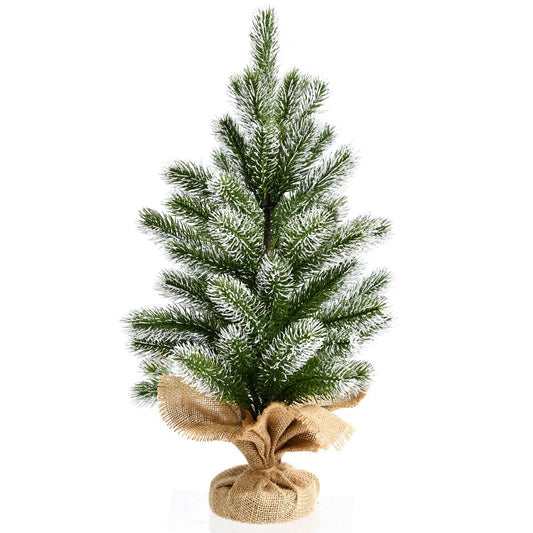 Coast Mini Arbre de Noël Artificiel - Table Top avec pied en ciment - Toile de lin - 50 cm - Vert avec blanc