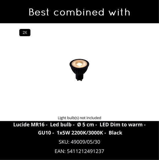 Lucide FAVORI - Spot de plafond (lampe de plafond) - 2xGU10 - Noir
