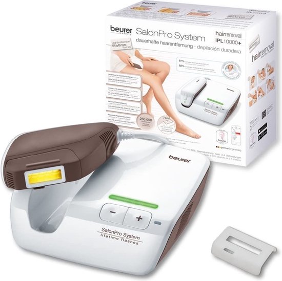 Beurer IPL 10000+ SalonPro - Appareil d'épilation à lumière pulsée - Surface lumineuse XXL - Jusqu'à 250 000 impulsions lumineuses - Reconnaissance du type de peau - Filtre UV - 6 réglages d'énergie - Garantie de 3 ans