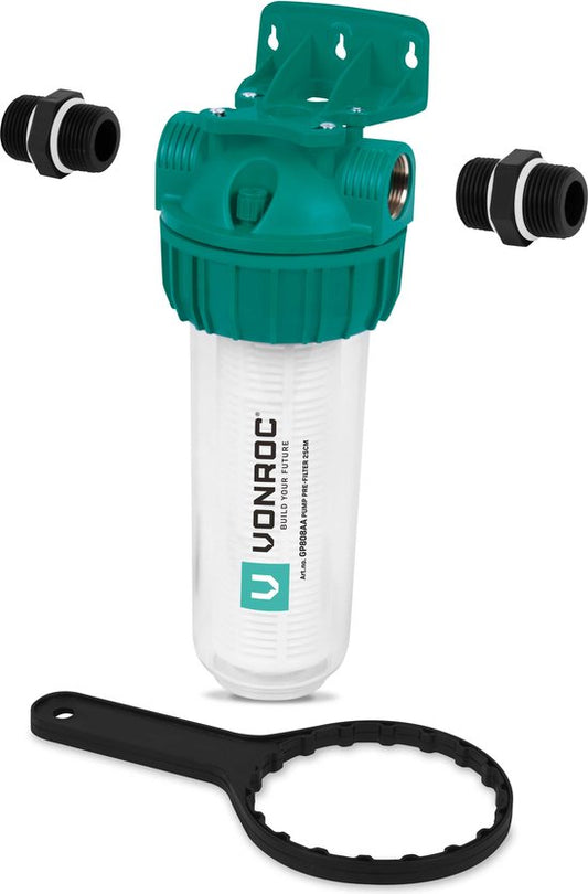 VONROC Préfiltre pour pompes et pompes hydroniques - 25cm - Max. 4300l/h - Préfiltre universel