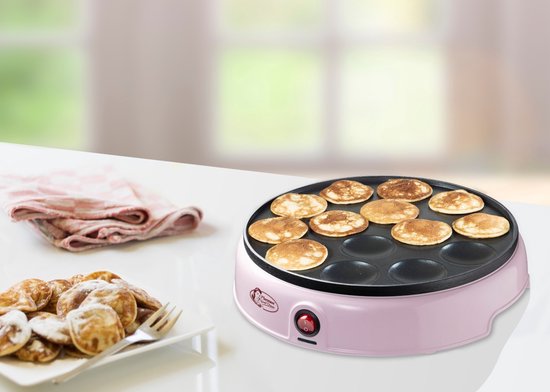 Bestron Poffertjes pan - APFM700SDP - 800W - Poffertjes maker - Electrique - Rose - 5 ans de garantie