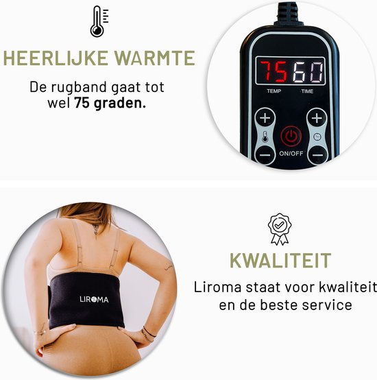 LIROMA® Bande dorsale infrarouge portable - Bas du dos, épaules, jambes - Thérapie infrarouge - Infrarouge lointain - Lampe infrarouge - Bande amincissante - Ceinture de fitness - Bande chauffante - Thérapie par la lumière rouge - Thérapie par la lumière