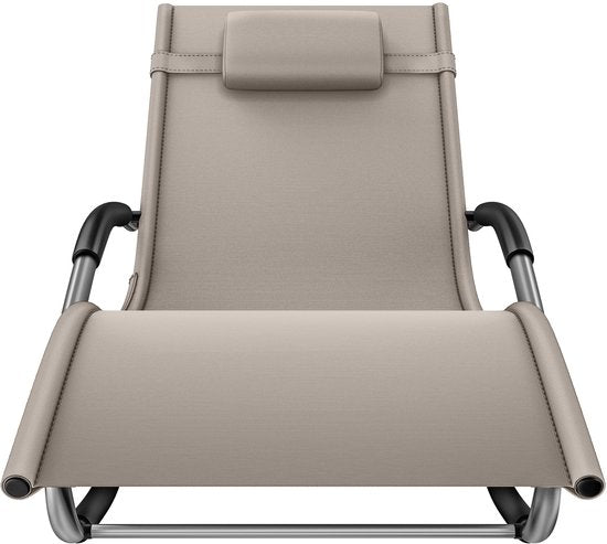 tectake® Lounger Taya - Chaise longue ergonomique pour le jardin, la terrasse, le balcon - Fauteuil de relaxation avec fonction de balancement - Chaise de jardin avec accoudoirs confortables, appui-tête et compartiment de rangement - Résistant aux intempé