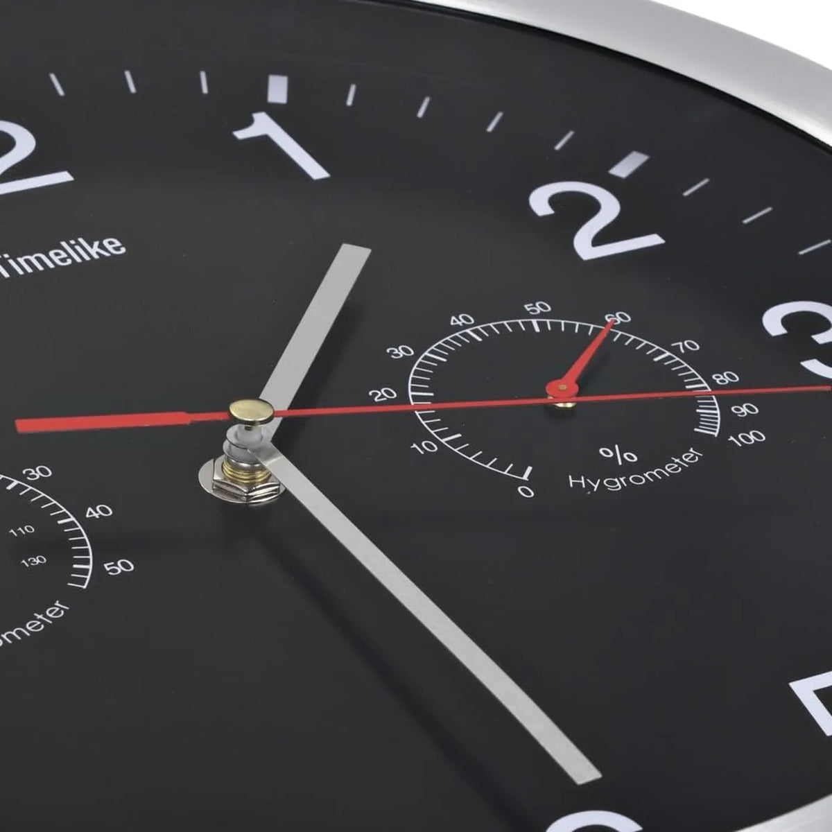 Horloge murale VidaXL Ø 30 cm avec thermomètre et hygromètre - Mouvement à quartz de précision - Aluminium noir
